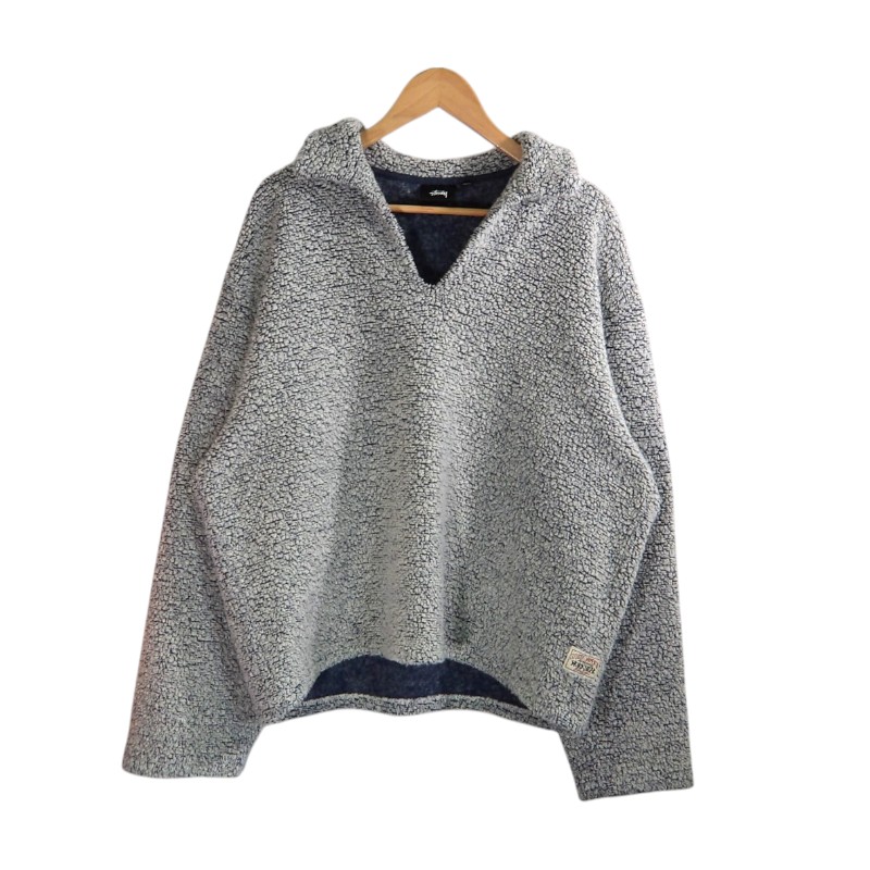 STUSSY WOOL BLEND SHERPA PULLOVER GREY 大きさM 118566 ステューシー 羊毛 雑ぜ合わせる シェルパ ティーシャツ トップス 大名店【中古】