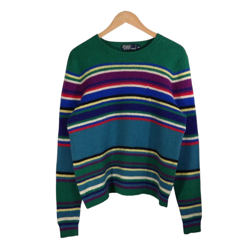 POLO BY RALPH LAUNREN 90s STRIPE SWEATER MULTI サイズXL ポロバイラルフローレン ストライプ セーター ニット トップス 大名店【中古】|union3 店