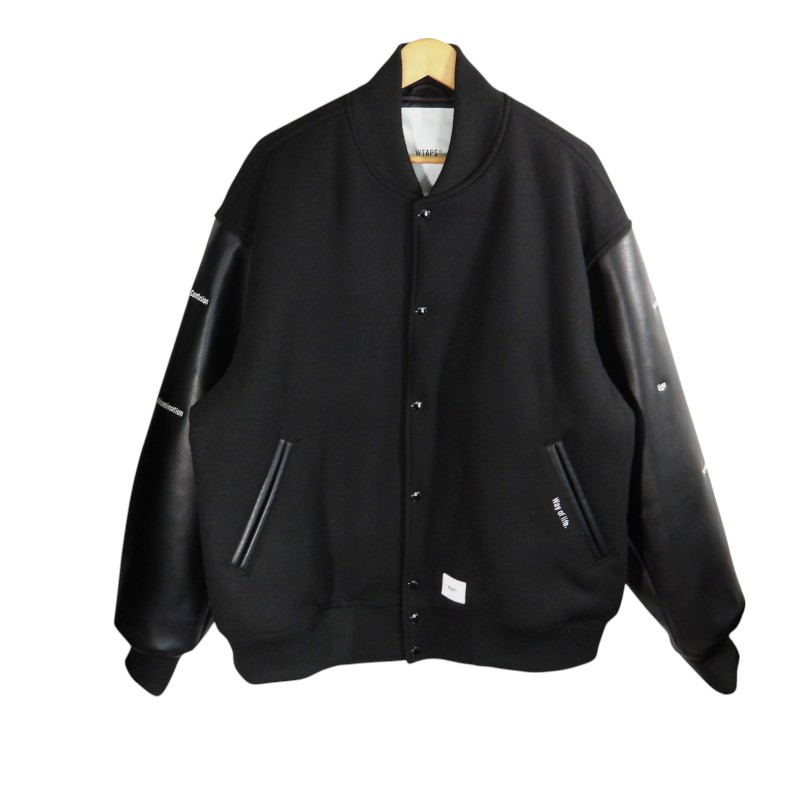 WTAPS 24aw BC JACKET MELTON SYNTHETIC BLACK 大いさ3 242CWDT-JKM06 ダブルタップス ビーシー 上衣 メルトン シンセティック アウター スタジャン 大名店【中古】
