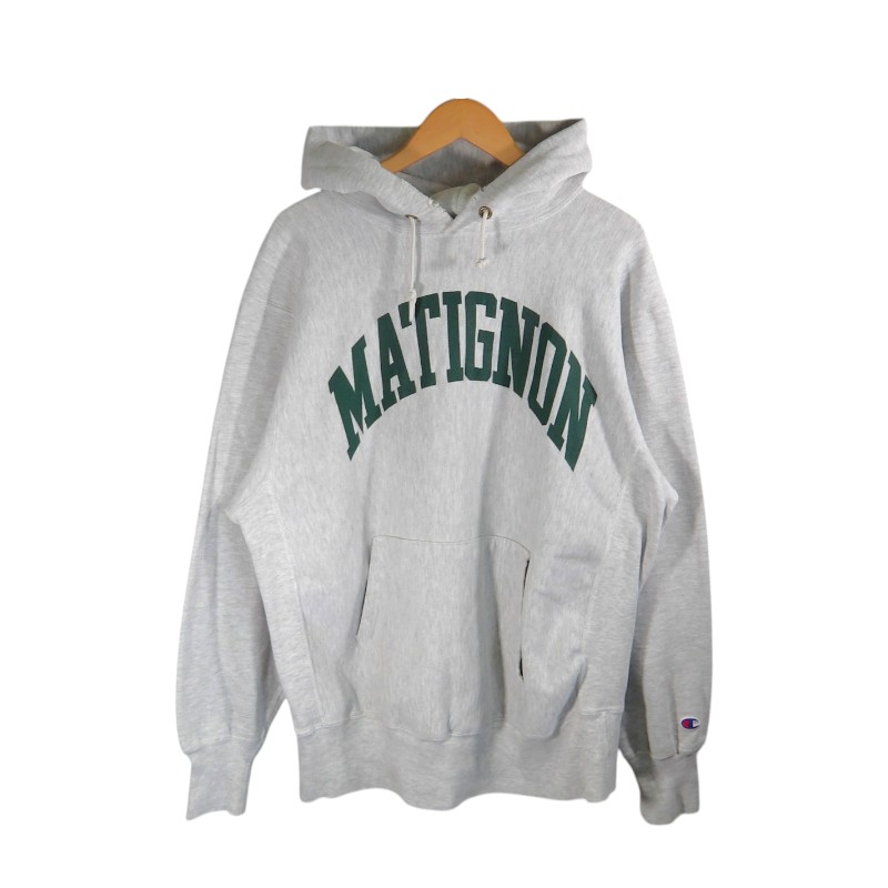 CHAMPION VINTAGE 90s MATIGNON RW HOODIE GREY 大きさXL USA製 はやりっ子 ヴィンテージ まてぃにょん リバースウィーブ フーディー パーカートップス 大名店【中古】