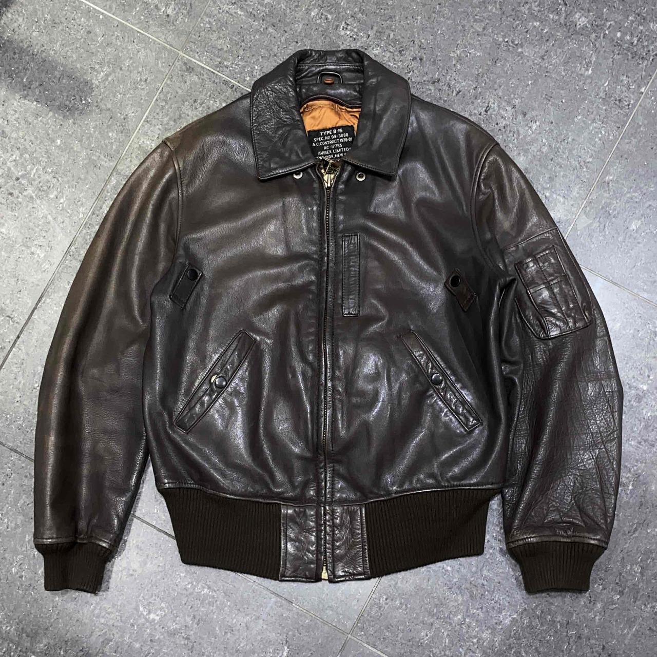 AVIREX TYPE B-15 LEATHER JACKET 1978年ひな型 SIZE-M アヴィレックス なめし革上衣 南堀江店【中古】