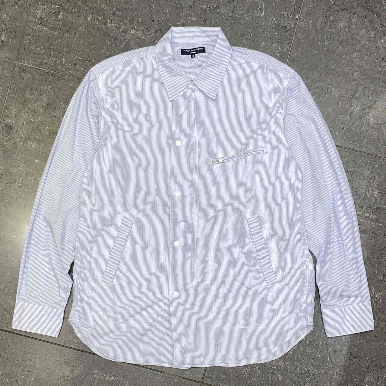 COMME des GARCONS HOMME COTTON STRIPE ZIP SHIRT SIZE-S AD2021 HI-B004 コムデギャルソンオム コットンストライプジップシャツ 南堀江店【中古】｜union3 店
