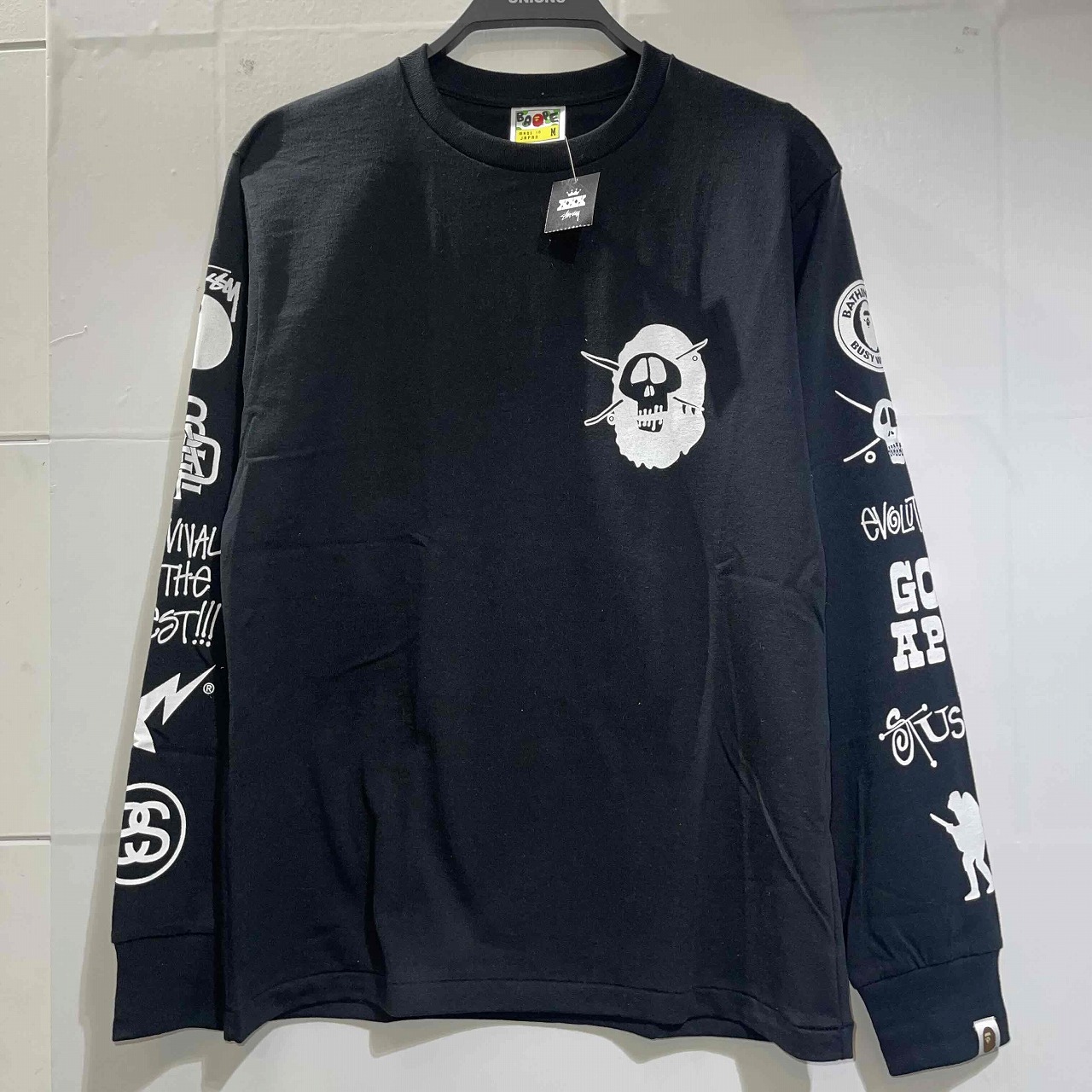 【極美品】A BATHING APE　ロゴ刺繡ロングスリーブTシャツ　2XL A BATHING APE - A BATHING APE アベイシングエイプ ×READYMADE