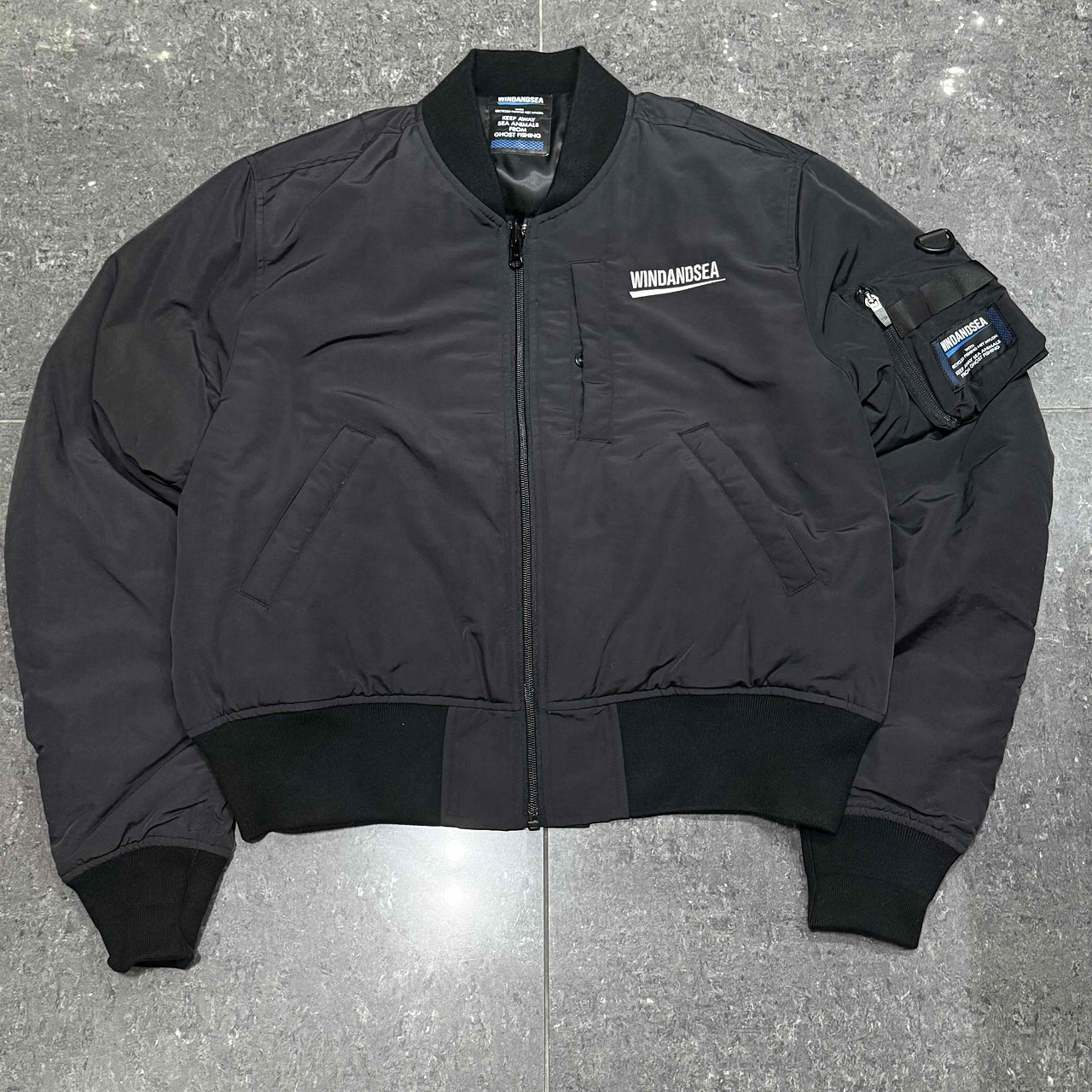 WIND AND SEA FISHNET RECYCLED MA-1 SIZE-S ウィンダンシーブルゾン ジャケット 南堀江店【中古】