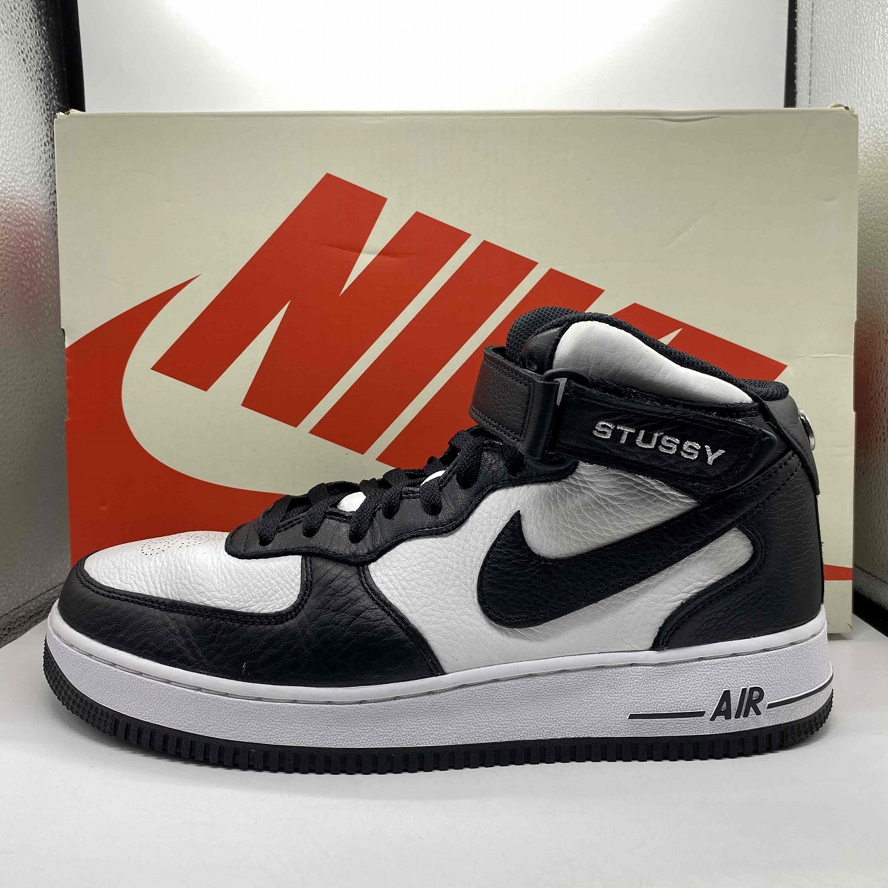 楽天市場】NIKE 22ss STUSSY AIR FORCE 1 MID 28.5cm Light Bone Black