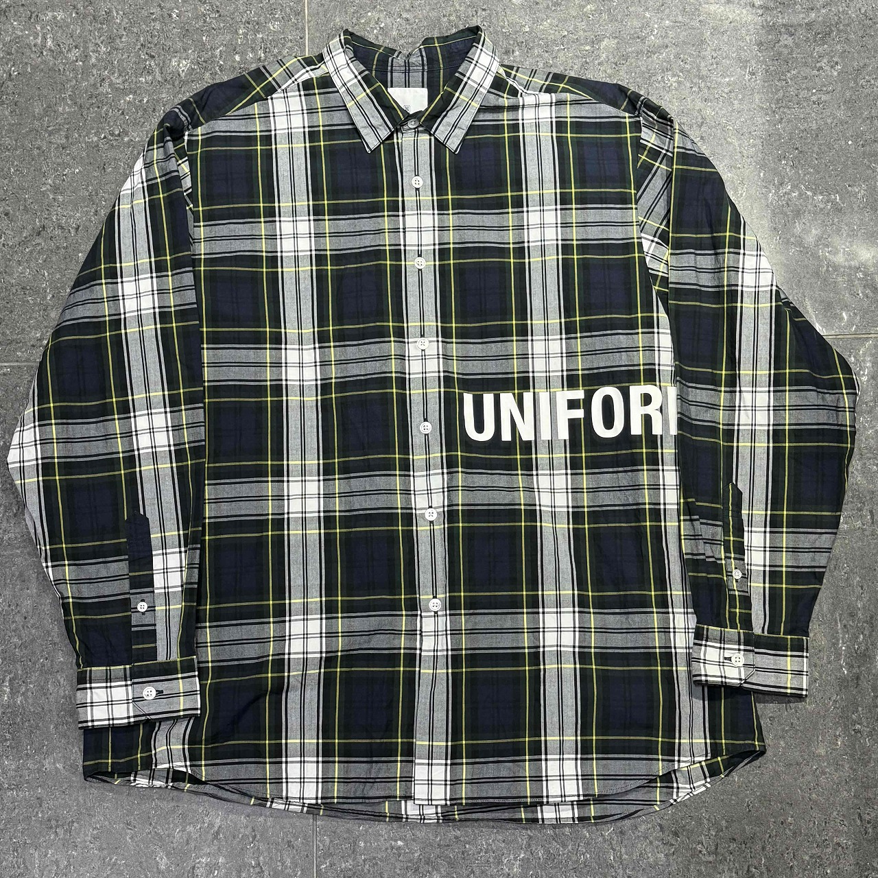 UNIFORM EXPERIMENT 22aw BAGGY REGULAR COLLAR SHIRT SIZE-2 ユニフォームエクスペリメント バギーレギュラーカラーチェックシャツ 南堀江店【中古】