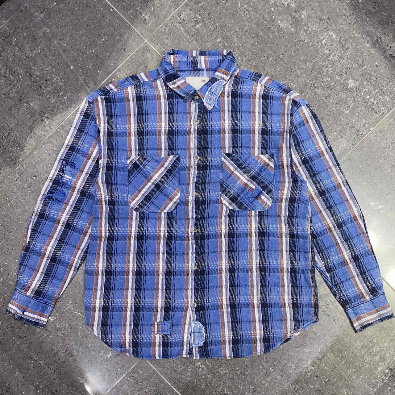 MADNESS SHREDDED CHECK SHIRT SIZE-L 24FW-SHT-JST1-D001 マッドネス シュレッデッドチェックシャツ 南堀江店【中古】
