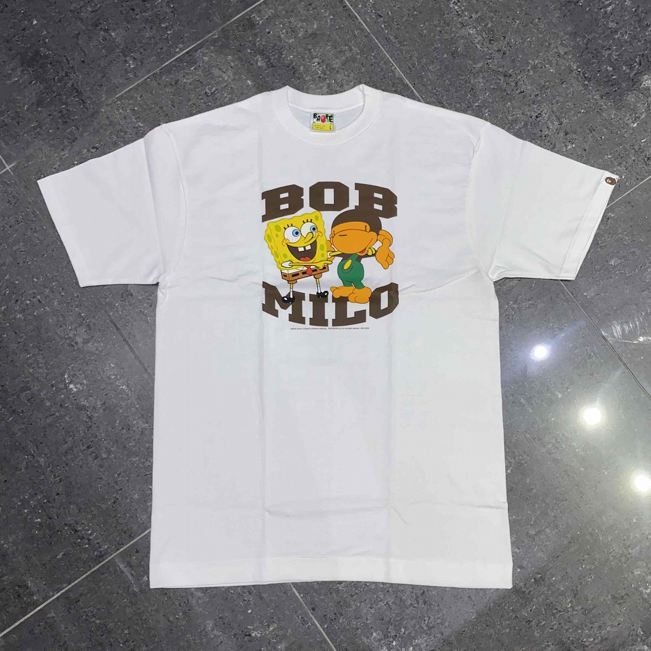 A BATHING APE SPONGE BOB MILO TEE SIZE-L 2008年 アベイシングエイプ×スポンジボブ マイロ半袖Tシャツ BAPE ベイプ 南堀江店【中古】
