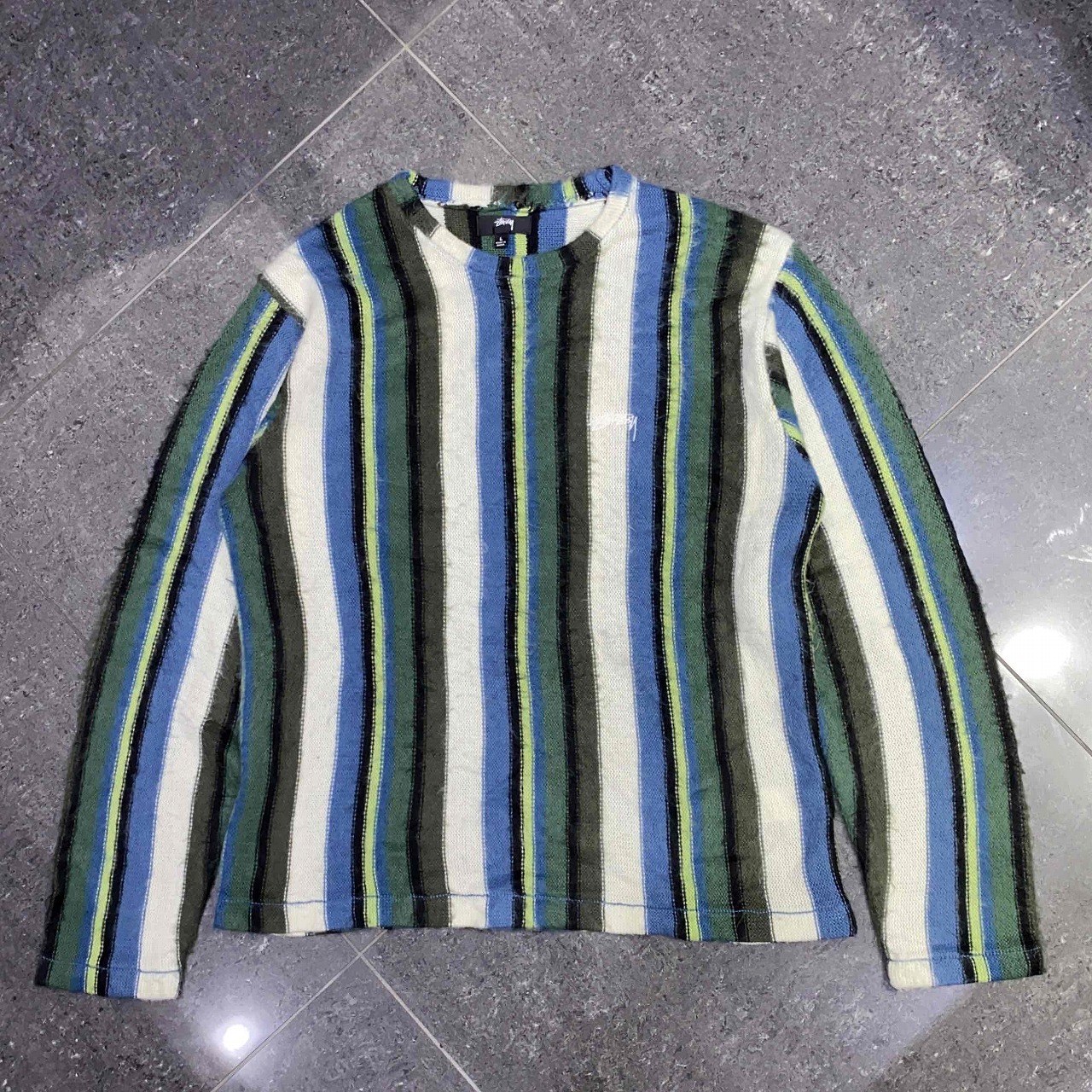 STUSSY VERTICAL STRIPED KNIT CREW SIZE-L ステューシー ストライプニットクルー セーター 心斎橋店【中古】｜union3 店
