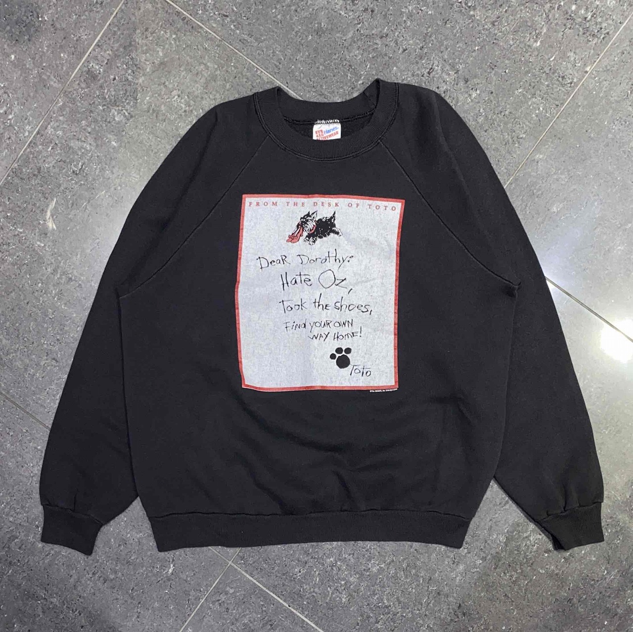 HANES 90\u0027s WIZARD OF OZ CREWNECK SWEAT SIZE-XL ヘインズ ウィザードオブオズ オズの魔法つかい 労働者の一団のど首 汗水 VINTAGE ヴィンテージ 南堀江店【中古】