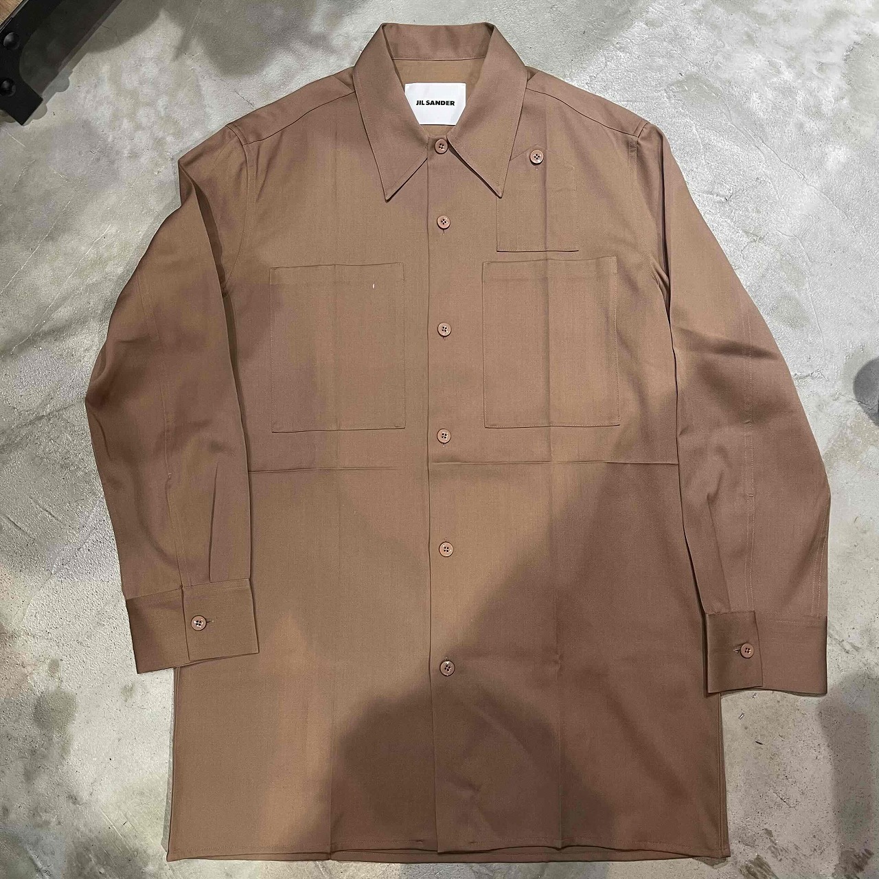 JIL SANDER 23ss COTTON WOOL OVERSIZED L/S SHIRT SIZE-39 J22DL0106 ジルサンダー コットン ウール オーバーサイズシャツ 心斎橋店【中古】