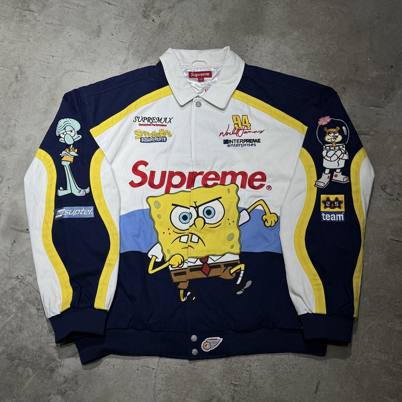 Supreme 25aw SpongeBob SquarePants Jeff Hamilton Racing Jacket "White" Size-XXL シュプリーム スポンジボブ レーシングジャケット 心斎橋店【中古】｜union3 店
