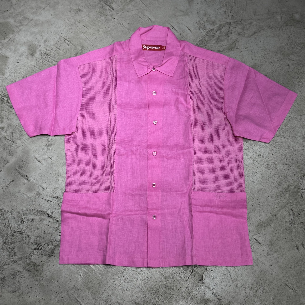 Supreme 24ss Mesh Panel Linen S/S Shirt Sサイズ シュプリーム メッシュパネルリネン 半袖シャツ 心斎橋店【中古】