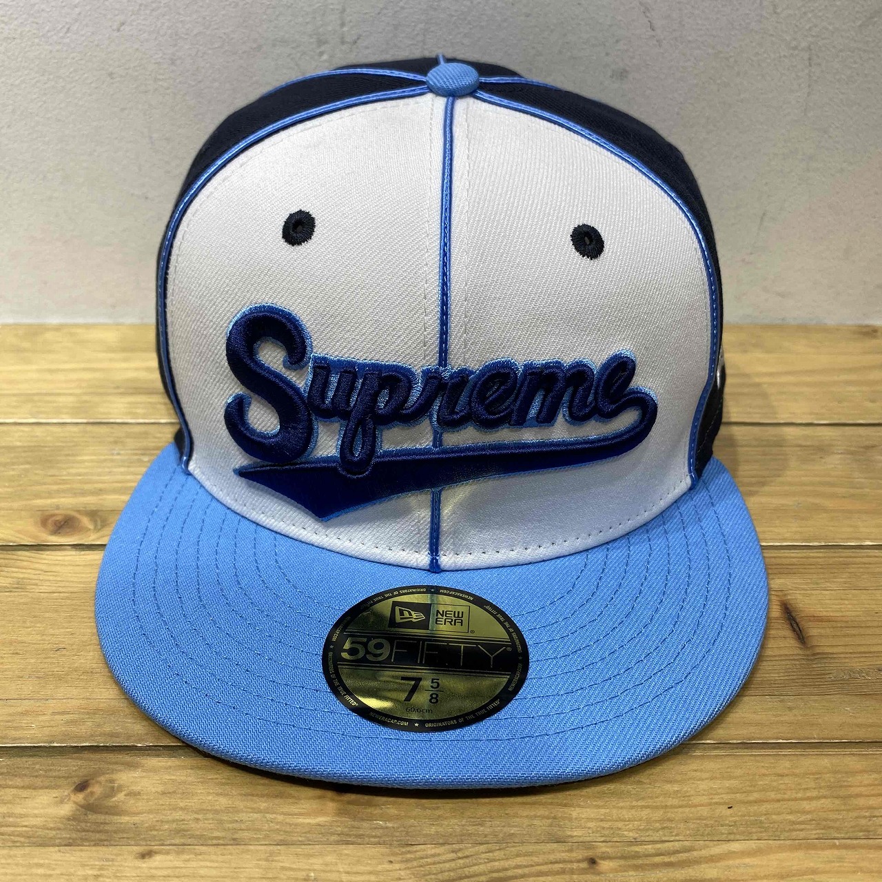 [新品未使用]SupremeシュプリームNewEraキャップネイビー7 1/2 Supreme シュプリーム 08SS S Logo World Famous New Era Cap