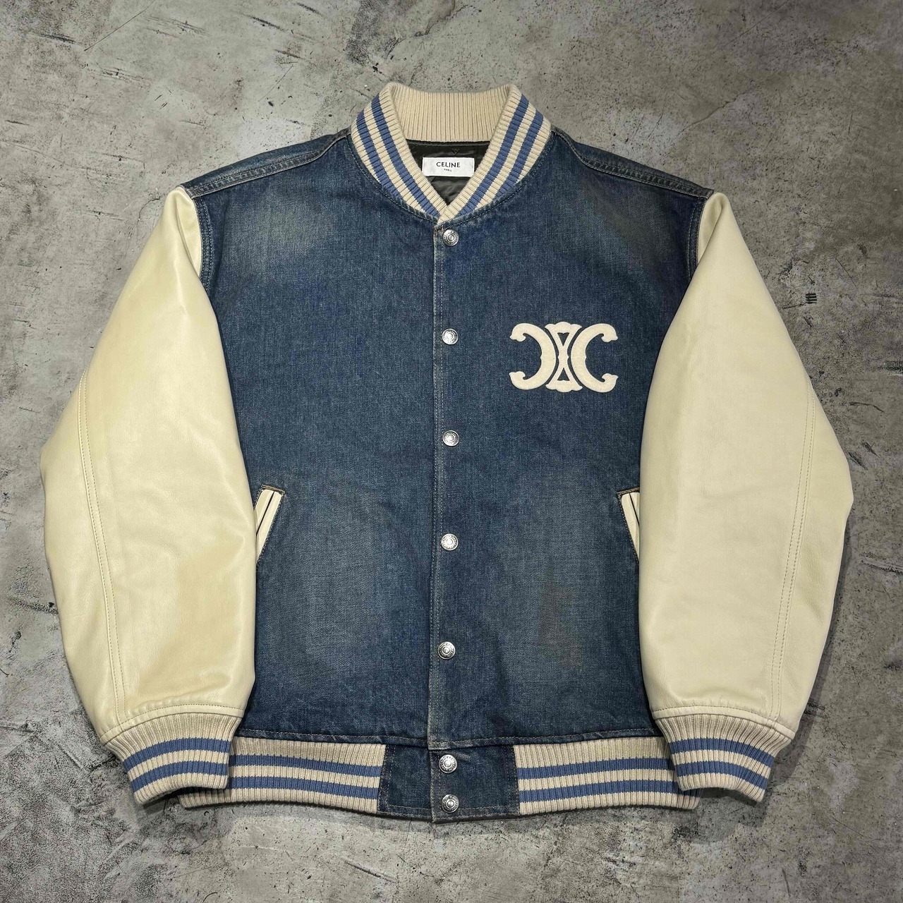 CELINE LOOSE TRIOMPHE TEDDY JACKET M大いさ RV0KB789D セリーヌ 猥りがわしい トリオンフ シュミーズ 赤ちょうちんシティ 上衣 心斎橋店【中古】