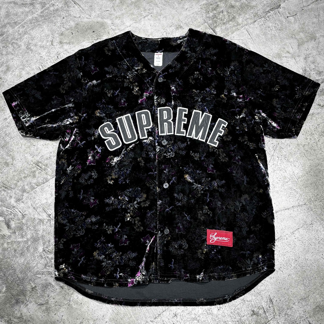Supreme 19aw Floral Velour Baseball Jersey Size-M シュプリーム フローラルベルベットベースボールジャージ 半袖プルオーバー 心斎橋店【中古】