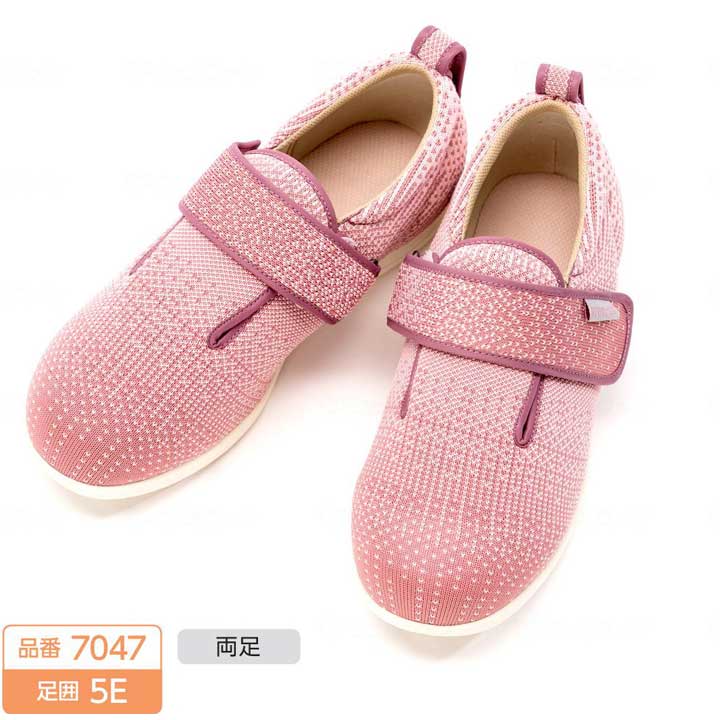 両足販売 徳武産業 あゆみシューズ ダブルマジック3ニット 7047 5E ピンク・ベージュ・紺 SS・S・M・L・LL・3L