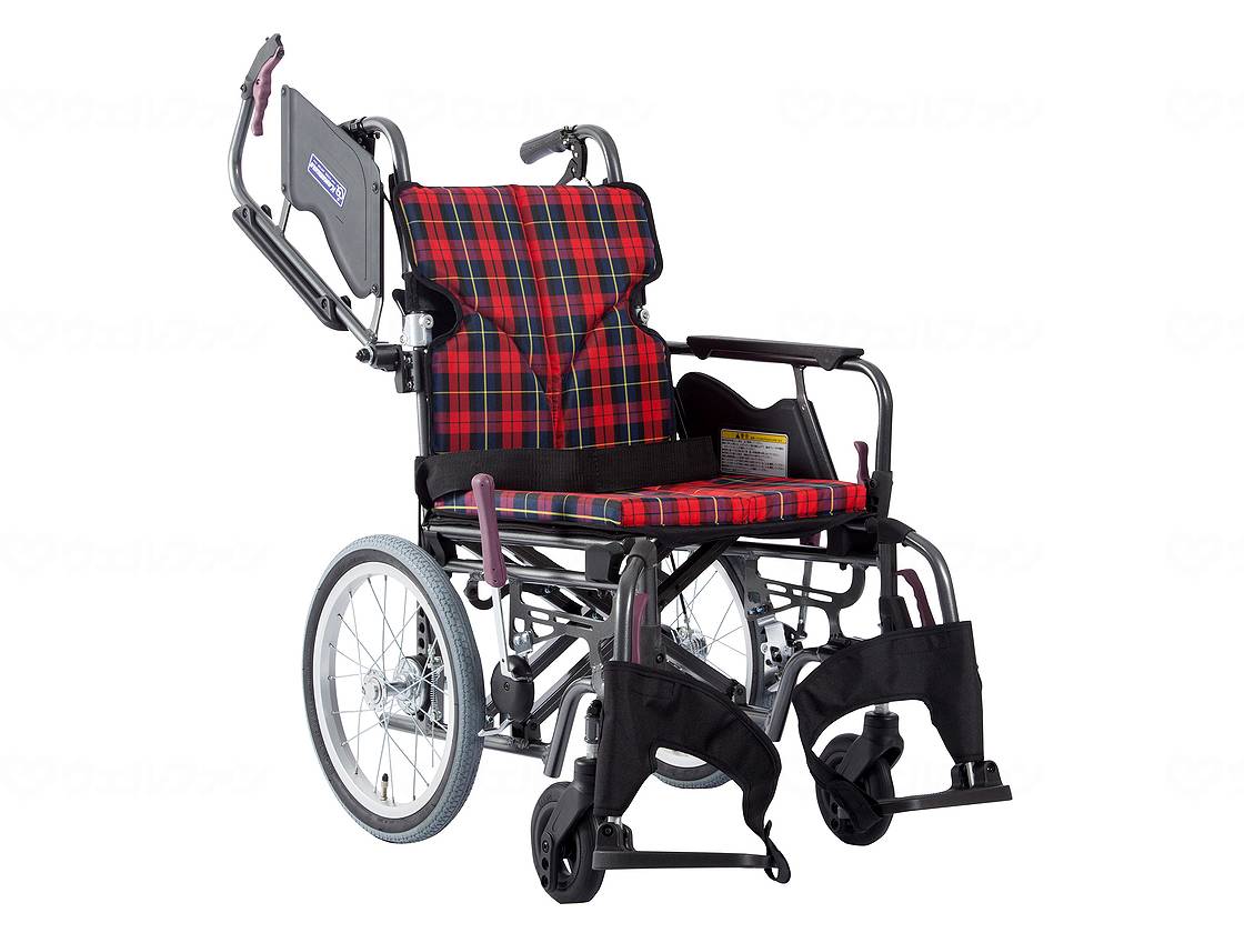非課税商品 カワムラサイクル モダンB-style 介助用 車椅子 車いす KMD-B16-40-SH 超高床 / 座幅40cm A10 赤チェック メーカー直送｜イイケア　介護と健康の通販専門店