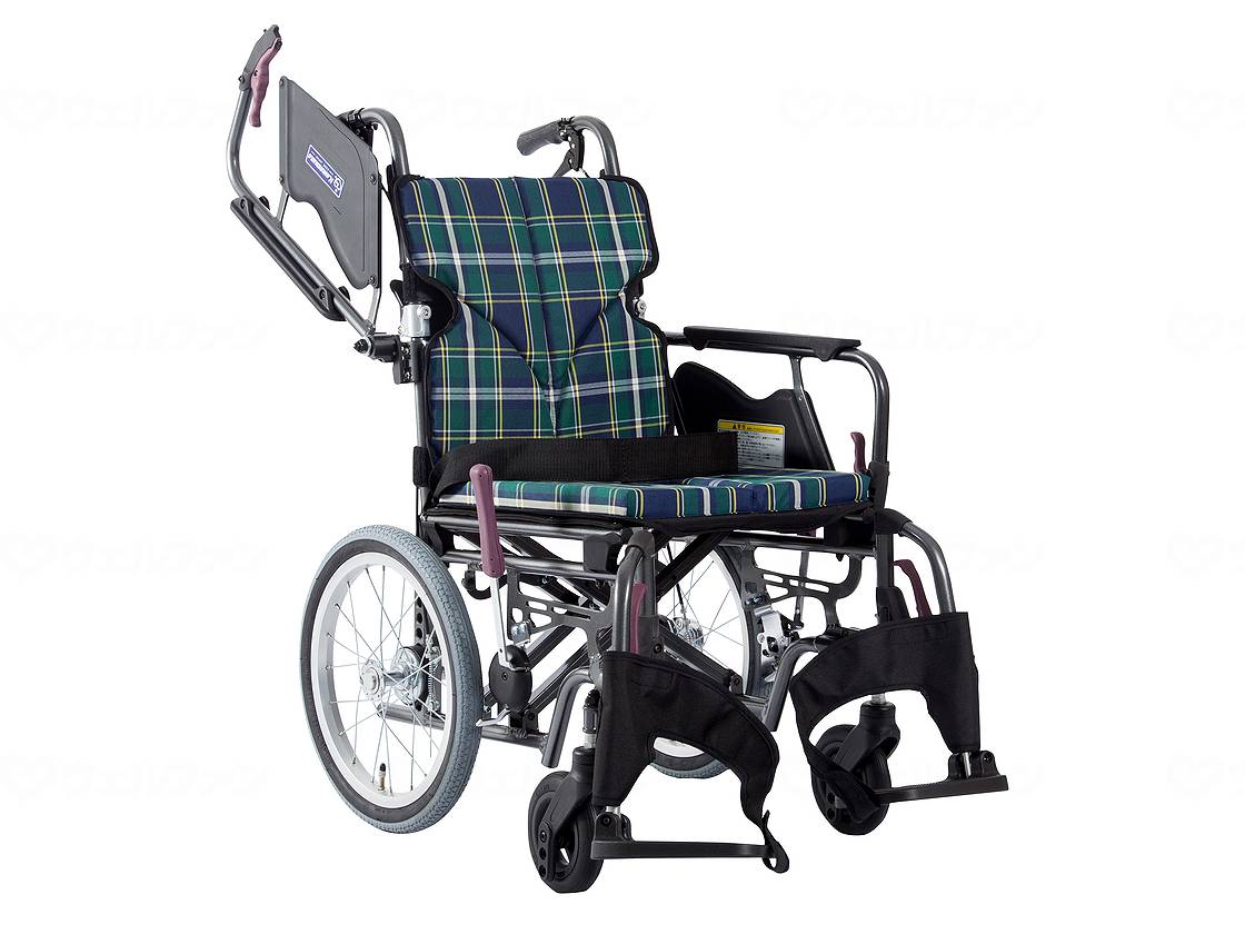 非課税商品 カワムラサイクル モダンB-style 介助用 車椅子 車いす KMD-B16-40-SH 超高床 / 座幅40cm A9 緑チェック メーカー直送｜イイケア　介護と健康の通販専門店 36,556円