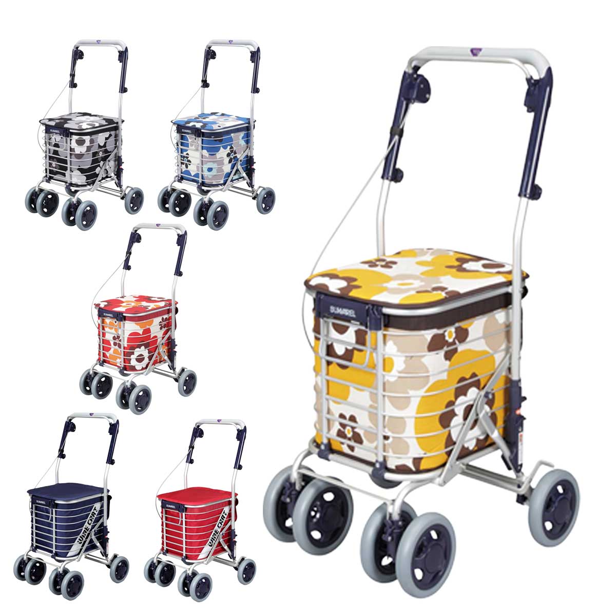 シルバーカー おしゃれ 手押し車 新色！ユーバ産業 スワレル AS-0275 ブレーキ付 座れるお買い物カート ※北海道・沖縄・離島は別途送料｜イイケア　介護と健康の通販専門店