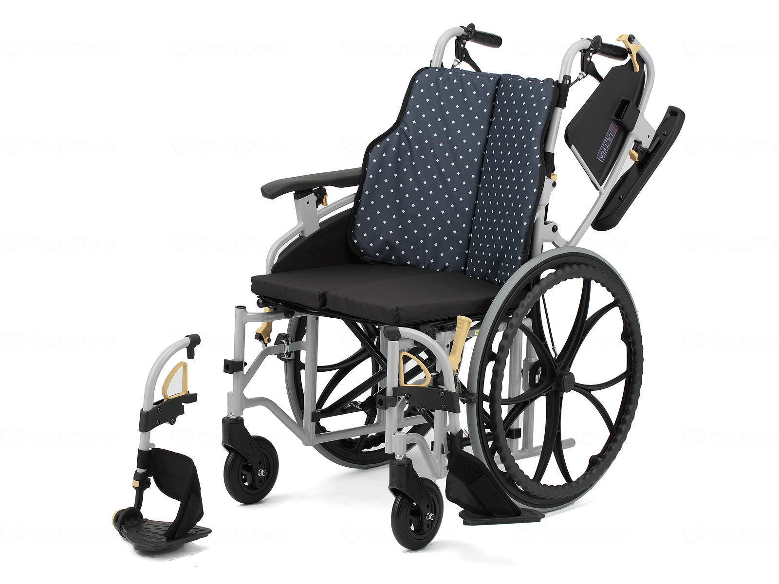非課税商品 日進医療器 シン・ウルトラ アルミ介助モジュラー車いす NAH-SU7Hi / テツコン（鉄紺） メーカー直送｜イイケア　介護と健康の通販専門店