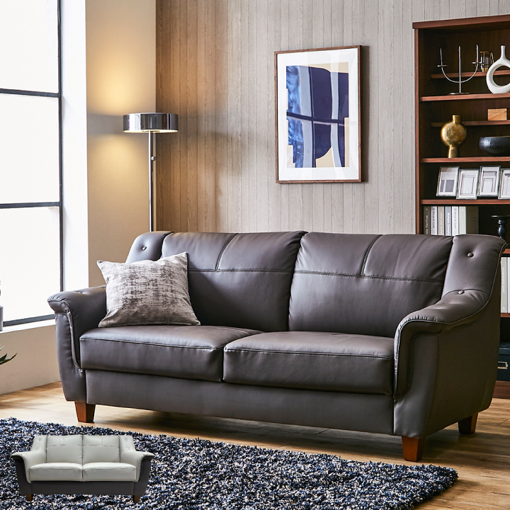 ソファ　ソファー　2人掛けソファ　リビングソファ　ブラック　レザー　2人掛け tar-0138_00.jpg