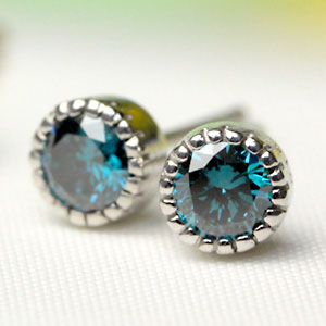 K18 ミル打ちデザイン ブルーダイヤモンド スタッドピアス 0.3ct ピンクゴールド・イエローゴールド|ジュエリーエクセレンテ