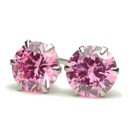 プラチナ ピンク キュービック ピアス 6.0mm プラチナピアス マシンカット キュービック ジルコニア