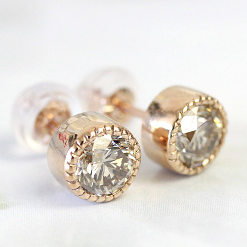 楽天市場】K18 ミル打ちデザイン ダイヤモンド ピアス 0.3ct 18金