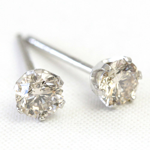 楽天市場】K18 シャンパンカラー ブラウンダイヤ ピアス 0.2ct