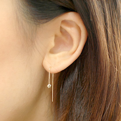 楽天市場】K18 アメリカンピアス ダイヤモンドピアス ロング チェーン