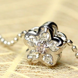 K18 ダイヤモンド×ピンクダイヤモンド 0.1ct ペンダント ネックレス 稀少アーガイル産ピンクダイヤを使用！ ピンクゴールド・イエローゴールド