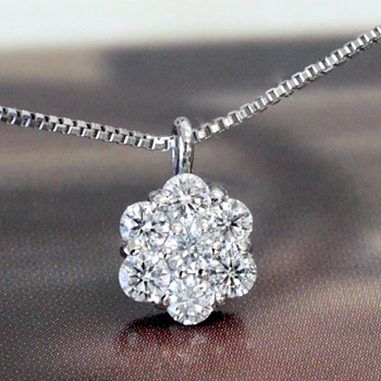 プラチナ H&C ダイヤモンド ペンダント ネックレス 0.2ct<フラワーデザイン> Hカラー、SIクラス、H&Cカット|ジュエリーエクセレンテ