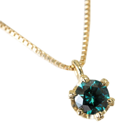 K18 ブルー ダイヤモンド 0.15ct ペンダント 一粒 ダイヤ ネックレス SIアップクラス品質を使用！ 永くご使用いただけるキャスト製！＜クラウンデザインシリーズ＞