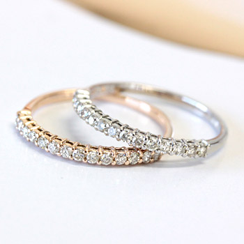 美品！K10ホワイトゴールド0.5ct ダイヤモンドハーフエタニティリング 9号 ダイヤモンドリング ダイヤモンド リング 指輪 ハーフエタニティ