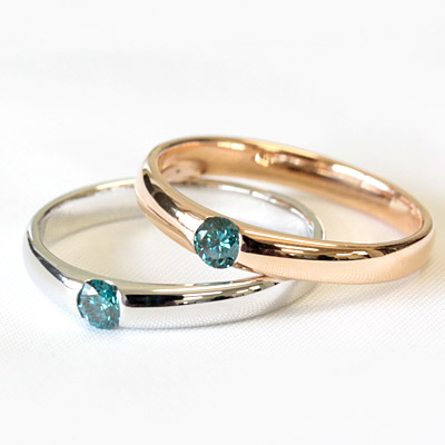 K18 ブルーダイヤモンド リング 0.1ct　一粒ダイヤ 指輪 ダイヤ リング ダイヤモンドリング | ジュエリーエクセレンテ