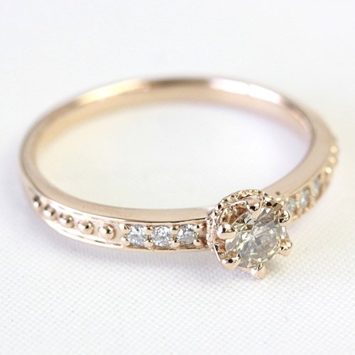 楽天市場】贅沢な輝き シャンパンブラウン ダイヤモンド リング 0.5ct