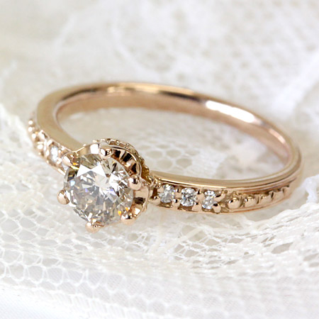 楽天市場】ライトブラウン ダイヤモンド リング 0.5ct K18 18金