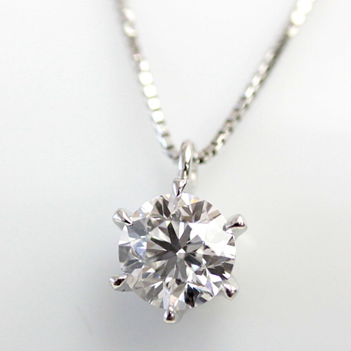 プラチナ ダイヤモンド 1.0ct 1ct ペンダント 一粒 ダイヤ ネックレス G-Hカラー、SI、GOOD 永くご使用いただけるキャスト製！ 1カラット【1ct 1カラット】【6本爪 キャラプチ】｜ジュエリーエクセレンテ