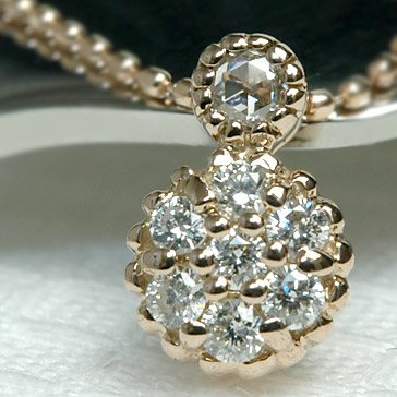 K18 ローズカット ダイヤモンドペンダントネックレス0.2ct 70,400円
