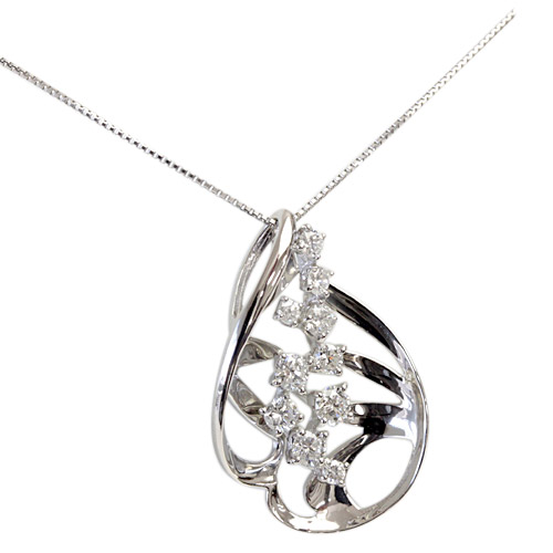 プラチナ ダイヤモンド ネックレス 0.5ct 10石 ペンダントネックレス PT900 チェーンはPT850 SIクラス品質 ＜リーフデザインa＞