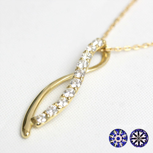 K18 ダイヤモンド 0.2ct ペンダント 10石 ダイヤ ネックレス 抜群の輝き！【無色透明 F-Gカラー SIクラス H&C】【H＆Cカード鑑別書付】｜ジュエリーエクセレンテ