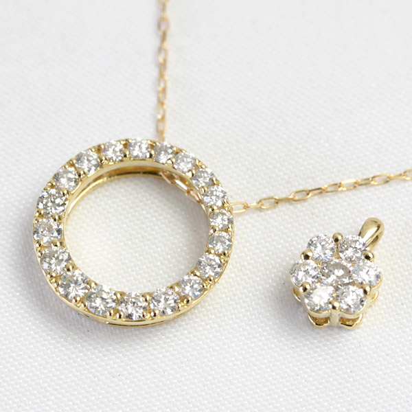 【楽天市場】K18 ダイヤモンド ネックレス 0.5ct 3way デザイン ペンダントネックレス：ジュエリーエクセレンテ