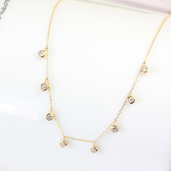 K18 ダイヤモンド ステーション ネックレス 0.2ct 覆輪留め ベゼルセッティング 95,150円