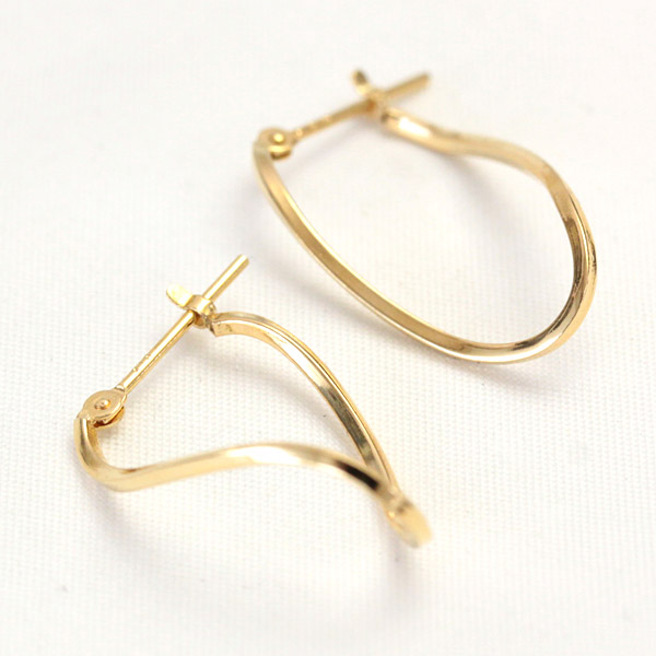 特別価格】K18 18金 18k YG フープピアス《楕円形&ひねりタイプ》の+