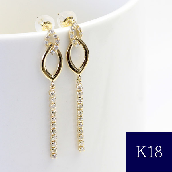 K18 ピアス ダイヤモンド ピアス 0.34ct ダイアモンド ピアス 菱形二連 ライン 75,625円