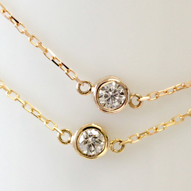 K18 ダイヤモンド ブレスレット 0.1ct フクリン ベゼルセッティング 無色透明 F～Gカラー、SIクラス！ 一粒 【華奢系】【ダイヤブレス】｜ジュエリーエクセレンテ