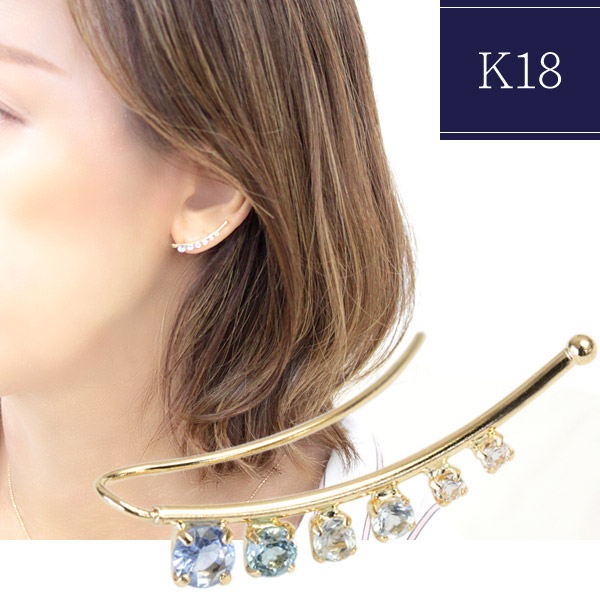 楽天市場】K18 パヴェ ダイヤモンド ピアス 0.3ct フープピアス