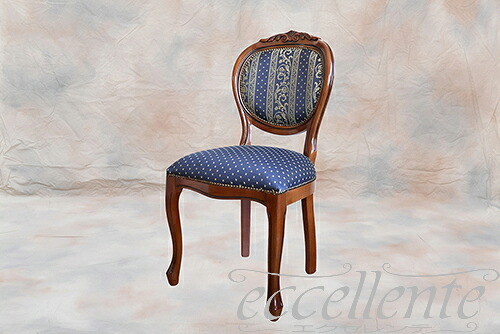イタリア製ダイニングチェア オーバルイタリアーノ ウォールナット／CHICブルー｜TS-26S/CHIC-BLUE｜ヨーロッパ輸入家具エクセレンテ 43,560円
