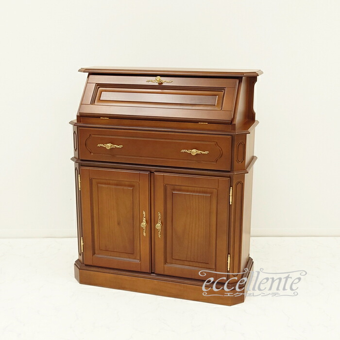 イタリア製 ライティングビューロー 茶 Writing Bureau - Walnut Finish TV-5015NO 机 デスク クラシック家具 イタリアン家具 ヨーロピアン家具 ヨーロッパ家具 輸入家具 アンティーク調